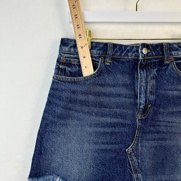 Free People Baily Fringe Denim Mini Skirt Dark Wash Jean Skirt Y2K Vibes 29W - Picture 6 of 11